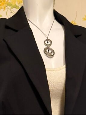 Tommassini Silver Double Circle Pendant Necklace - Women Jewelry Necklaces